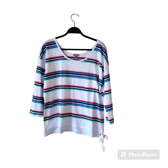 T by Talbots Tie Detail Stripe Top Size XL - Picture 2 of 6